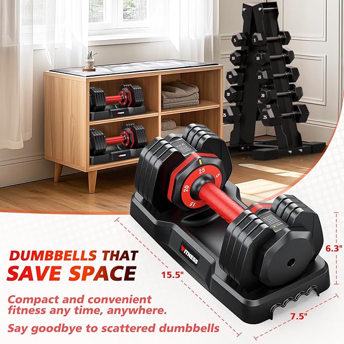 Adjustable Dumbbells Set of 2, 1 Hand Adjustable Weights Dumbbells Set, 5 in 1/10 in 1 Free Dumbbell with Anti-Slip Texture Handle, 25/55/80lb Pair Weight Set For Home Gym Suit both Men and Women-FlexoryFit