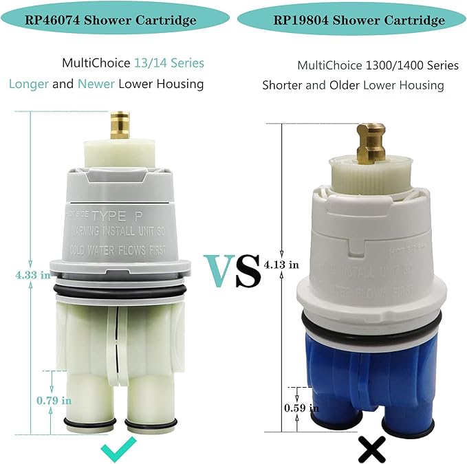 RP46074 Shower Valve Cartridge Assembly Compatible For Shower and Tub 13/14 Series Faucet, Single-handle Valve Cartridge Repair Assembly, Replacement Monitor,2