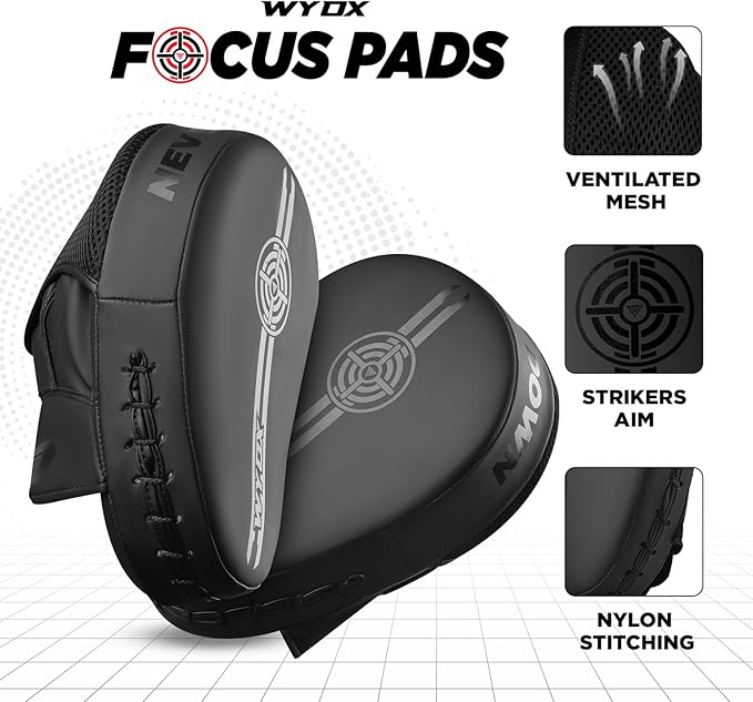 WYOX Curved Boxing Punch Mitts – Boxing Pads Training Set, Punching Mitts for Adults, Kickboxing Pads, Muay Thai Pads, Karate Pads, MMA Training Equipment, Martial Arts Focus Pads