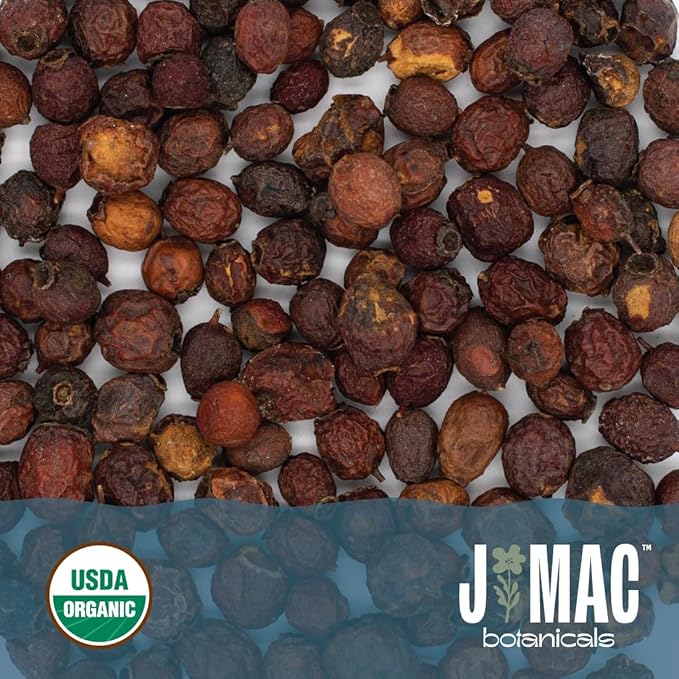 J Mac Botanicals, Organic Dried Hawthorn Berries Whole (16 oz) Hawthorn berry from Eastern Europe, certified Organic hawthorn berry tea, Hawthorne berries bulk resealable bag, Dried Hawthorn berries-FlexoryFit