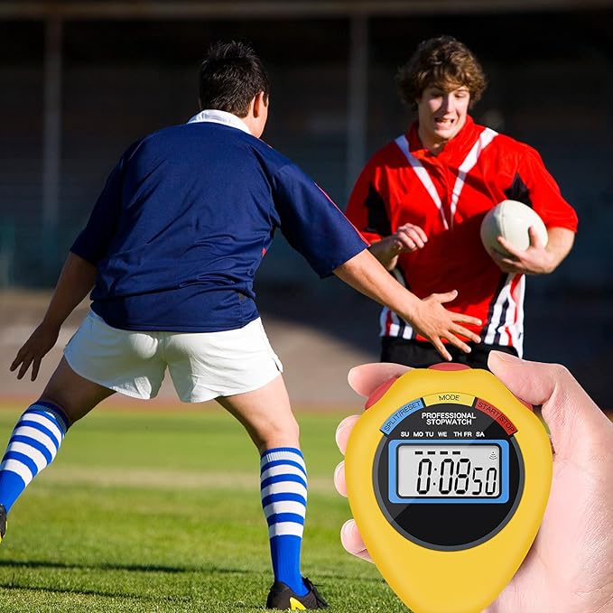 12 Pack Multi-Function Electronic Digital Sport Stopwatch Timer, Large Display with Date Time and Alarm Function,Suitable for Sports Coaches Fitness Coaches and Referees (Yellow)-FlexoryFit