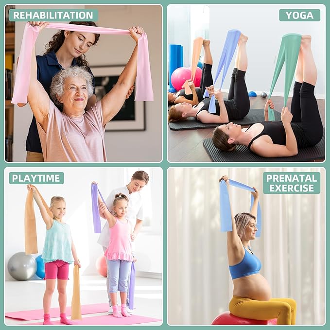 Stretch Bands for Exercise, 5 Levels Resistance Bands for Working Out, Exercise Bands for Physical Therapy, Pilates, Rehab, Stretch, Strength Training and Yoga Starter Set-FlexoryFit