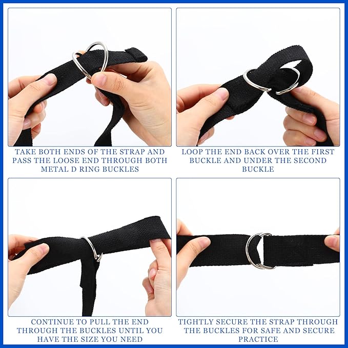 6 Pcs Yoga Strap for Stretching 8 Ft Yoga Exercise Adjustable Straps Bands with Safe Adjustable D Ring Buckle for Pilates Gym Workouts Fitness Improves Sitting Posture-FlexoryFit