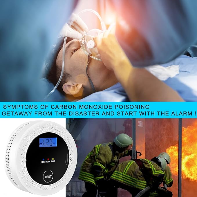 4 Pack 2 in 1 CO & Smoke Detectors, Digital Display, Smoke Detector Carbon Monoxide Detector Combo,Alarm for Home or Office,Powered by Battery