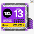 Simply 20x20x2 Air Filter, MERV 13, 6 Pack, Furnace Air Filter by SimplyFilters