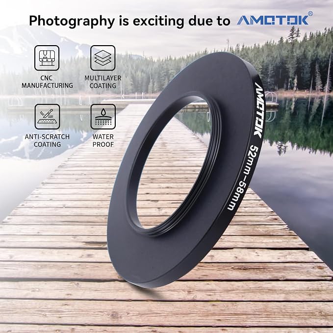 52mm Lens to 58mm Camera Filters Ring Compatible All 52mm Camera Lenses to 58mm - Image 2