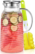 Aofmee 80oz Glass Pitcher with Lid, 2.4 Liter Water Pitcher, Glass Carafe by Aofmee