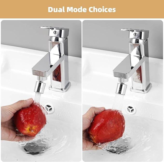 Hibbent NSF/ANSI/CAN 61 Certified Faucet Aerator, CUPC Certification 2-Flow Sink Faucet Aerator, 360° Swivel Kitchen Sink Sprayer Attachment, Faucet Replacement Part 55/64" Female Thread - Chrome