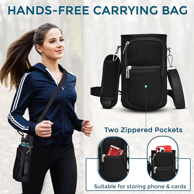 Travel Water Bottle with Carrying Bag, 3 Lids (Spout, Straw, Flip), and Bottle Brush; Leak Proof, Quality, Vacuum Insulated, Stainless Steel (Blush, 32 oz)