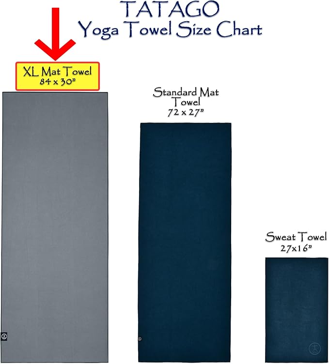 Tatago Hot Yoga Mat Towel Non Slip for Hot Yoga (72-84 inch Mats) Our Hot Yoga Towel Non Slip Silicone Dabs & Absorbent Microfiber Blend Gives You More Grip As You Drip! (Nube Gris, XL - 84")-FlexoryFit