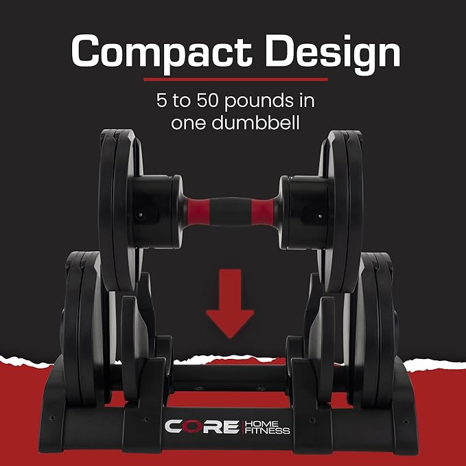 Core Fitness® Adjustable Dumbbell Weight Set by Affordable Dumbbells-FlexoryFit