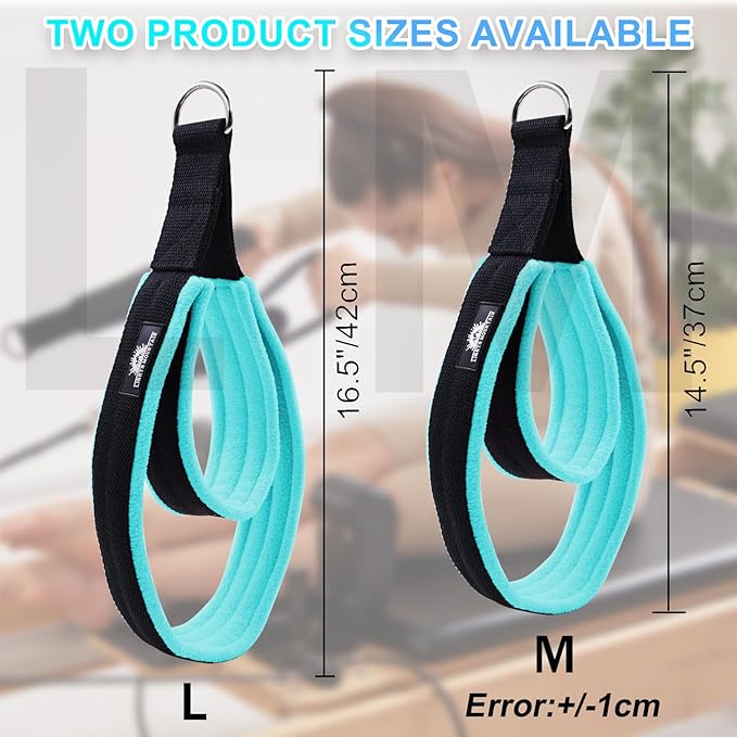1 Pair Enhanced Pilates Double Loop Straps for Reformer, Thickened D-Ring Handle Straps, Yoga Exercise Accessories in 2 Lengths and Multicolor for Home Gym Workout-FlexoryFit