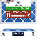 MervKing 16x25x1 Air Filter Actual Size: 15.7" x 24.7" x 0.75" MERV 11 MPR 1000-1200 | MADE IN USA | 2-Pack | Pleated HVAC AC Furnace Replacement