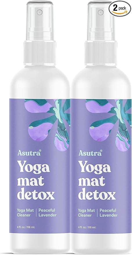 ASUTRA Yoga Mat Cleaner Spray Bundle (Peaceful Lavender), 4 fl oz (Pack of 2) - No Slippery Residue, Organic Essential Oils, Deep-Cleansing for Fitness Gear & Gym Equipment-FlexoryFit