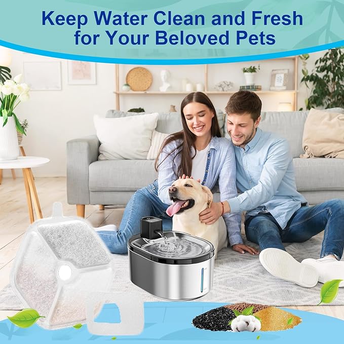 Cat Water Fountain Filter,Cat Fountain Filters Replacement for 152oz/4.5L Wireless Battery Operated Pet Fountain,18 Set Pet Fountain Filter Replacement
