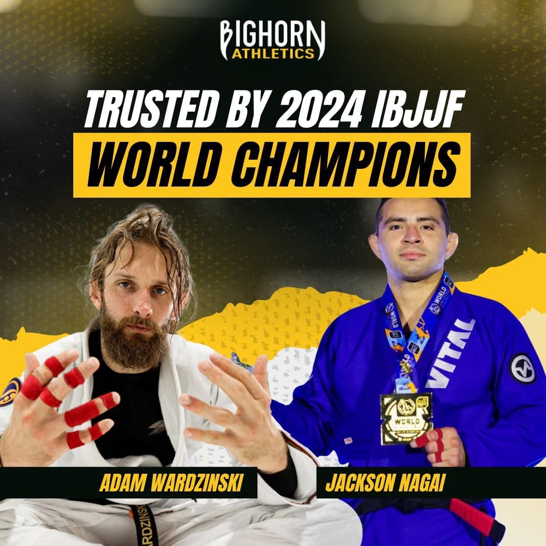 Bighorn Athletics Jiu Jitsu Finger Tape, Rock Climbing Tape | Multipurpose for Sports & Injuries: MMA, Volleyball, Football, Basketball, Tennis, Golf, Hands & Toes, 0.5-Inch x 45-feet, 8-Rolls, Red