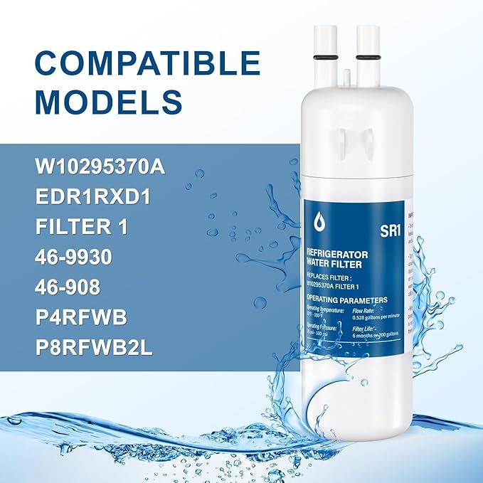 Water Filter Replacement, Compatible with W10295370A, EDR1RXD1, Filter 1, W10295370, P4RFWB, P8RFWB2L, 46-9930, 46-9081 (1 Pack)