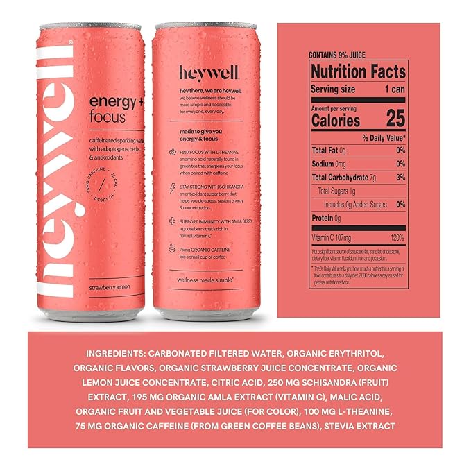 Heywell Sparkling Adaptogenic, Trial Pack, 12 Fluid Ounce (Pack of 6) - Organic, Non GMO, Vegan, Gluten Free, Dairy Free-FlexoryFit