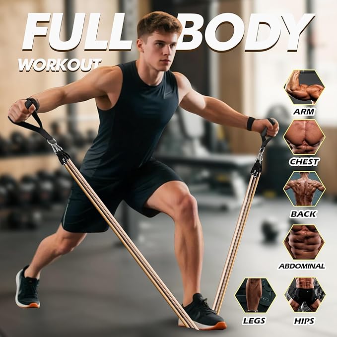 WHATAFIT Resistance Bands, Exercise Bands，Resistance Bands for Working Out, Work Out Bands with Handles for Men and Women Fitness, Strength Training Home Gym Equipment-FlexoryFit