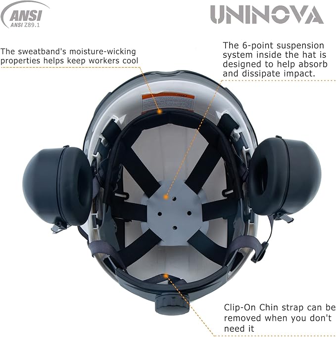 UNINOVA Arborist Helmet Forestry Helmet Chainsaw Helmet with Visor and Earmuffs,OSHA Safety Hard Hat Helmet for Logging Trimming Mowing Climbing Tree Service Garden Work
