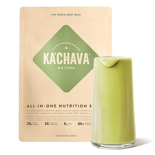 Ka’Chava Whole Body Meal Shake Matcha 2 lb – Vegan Protein Powder with 85+ Superfoods & Greens – Plant-Based Meal Replacement with Probiotics & Digestive Enzymes – Gluten & Dairy Free (15 Servings)-FlexoryFit