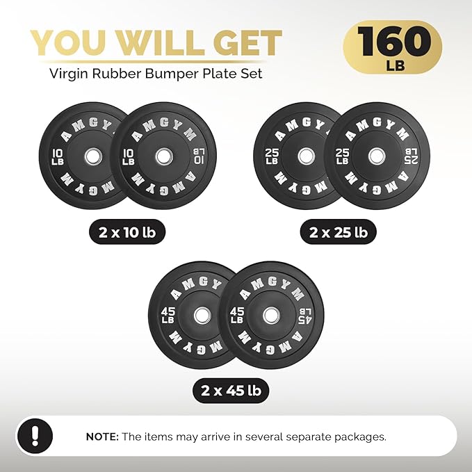 2 Inch Bumper Plates，10-500lbs，Barbell Rubber Olympic Weight Plates Set for Home Gym, Strength Training & Weight Lifting, Multiple Options Colors