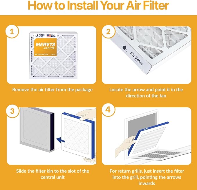 Filter King 22x22x1 Air Filter | 4-PACK | MERV 13 HVAC Pleated A/C Furnace - Image 4