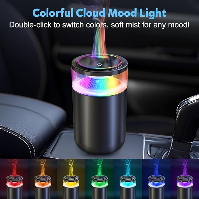 Smart Car Air Freshener, Cent Diffuser for Perfume with Ambient Lights, Auto On/Off, 3 Mode Adjustable, 8 Ambient Lights,Long Lasting Car Air Freshener Diffuser -Freesia