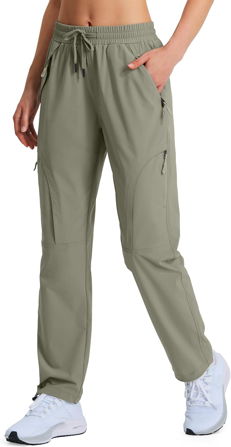 Women's Hiking Pants Quick Dry Lightweight Cargo Pants UPF 50 Water Resistant Zipper Pockets for Golf Travel Work Camping