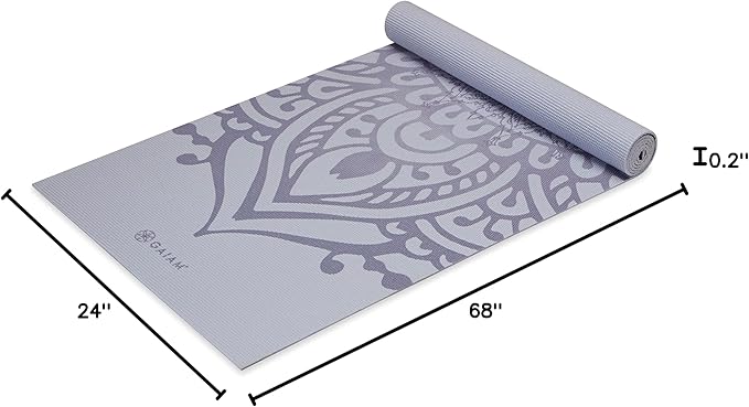 Gaiam Yoga Mat - Premium 5mm Print Thick Non Slip Exercise & Fitness Mat for All Types of Yoga, Pilates & Floor Workouts (68" x 24" x 5mm)-FlexoryFit