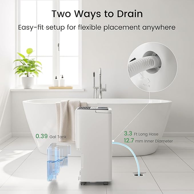 Waykar 2000 Sq. Ft. Energy Star 2025 Dehumidifier for Basement & Home,Adjusts from 15% RH With Drain Hose, Ultra Quiet 35 dB for Bedroom & Bathroom