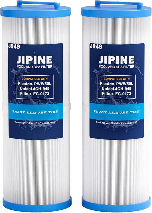 4CH-949 Spa Filter Replacement for Pleatco PWW50L, FIL50-5D13H15FCT-3, Filbur FC-0172, SD-01143, 817-4050, Compatible for Waterway Teleweir 50, Rising Dragon 50, Hot Tub Filter 2 Pack