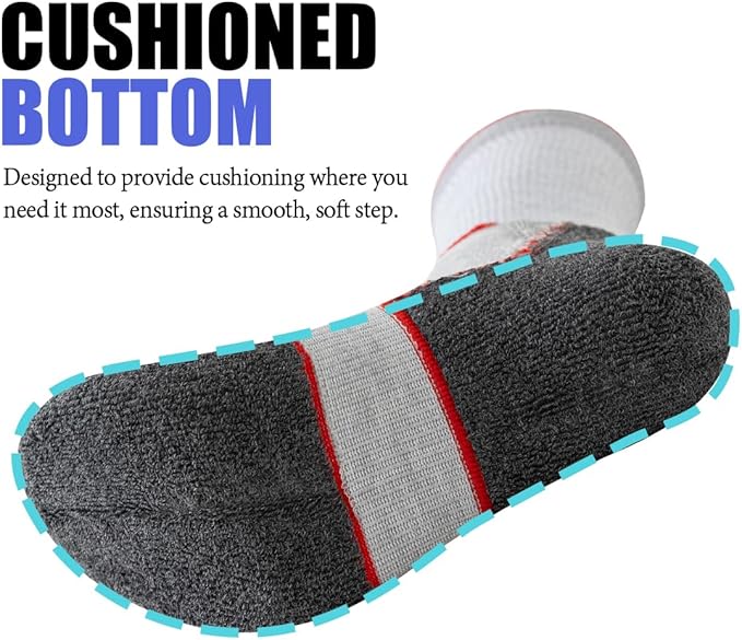 JOYNÉE 5/10 Pairs Mens Lightweight Athletic Crew Socks Cushioned Breathable Long Socks for Sports Running-FlexoryFit