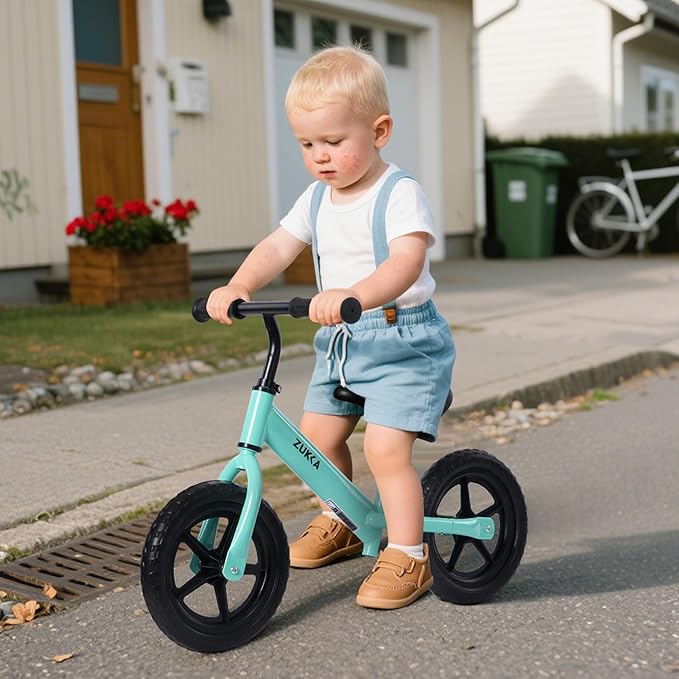 12 inch Toddler Balance Bike Adjustable Handlebar & Seat Anti-Slip Grip Suitable for 2-5 Years Old with Footrest Lightweight for Tolddlers Boys Girls Multiple Colors to Choose-FlexoryFit