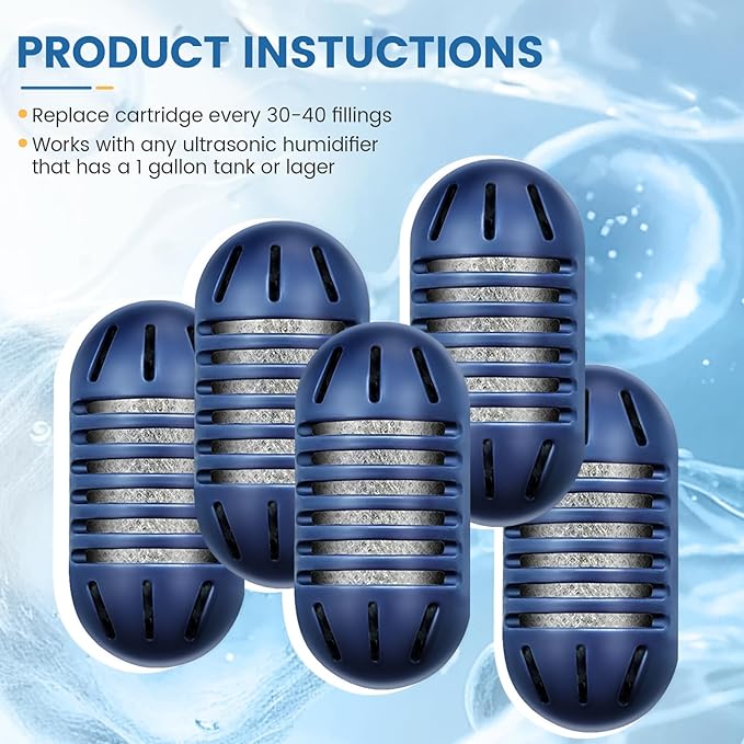 isinlive Demineralization Cartridge for HoMedics Ultrasonic Humidifiers: 20-Pack Demineralization Cartridges Filter Replacement, Filters Mineral Deposits, Prevents Hard Water Build-Up, Purifies Water