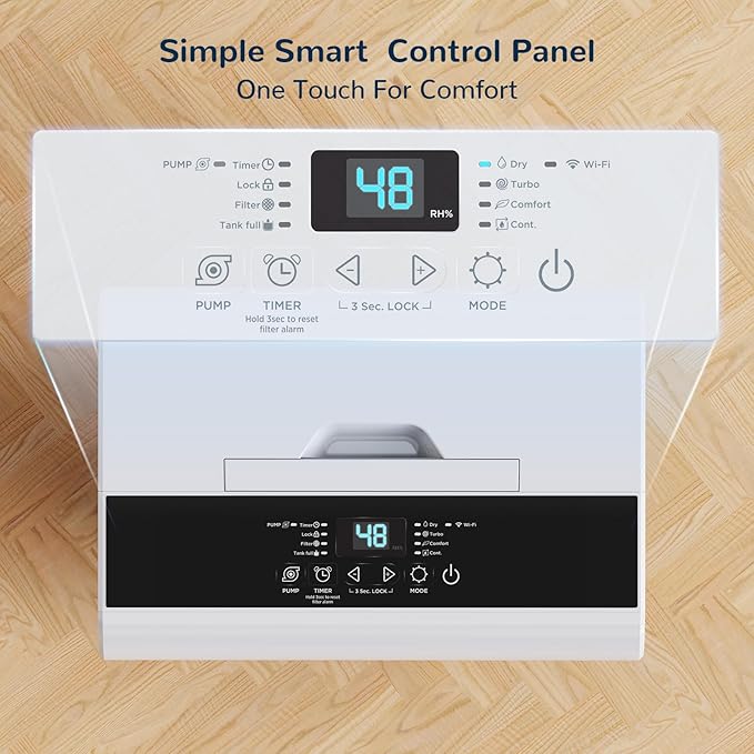 Dehumidifier for Basement,Energy Star Certified for 4500 Sq.Ft Large Room, MAX to 70 Pints/day, included 16.4 Feet Drain Hose and Pump,White