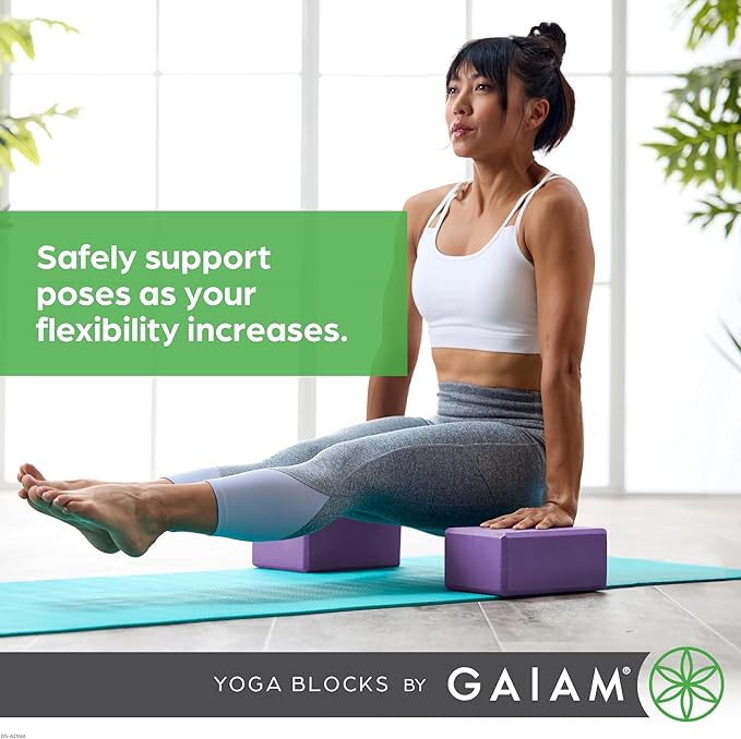 Gaiam Yoga Block - Supportive Latex-Free Eva Foam - Soft Non-Slip Surface with Beveled Edges for Yoga, Pilates, Meditation - Yoga Accessories for Stability, Balance, Deepen Stretches-FlexoryFit