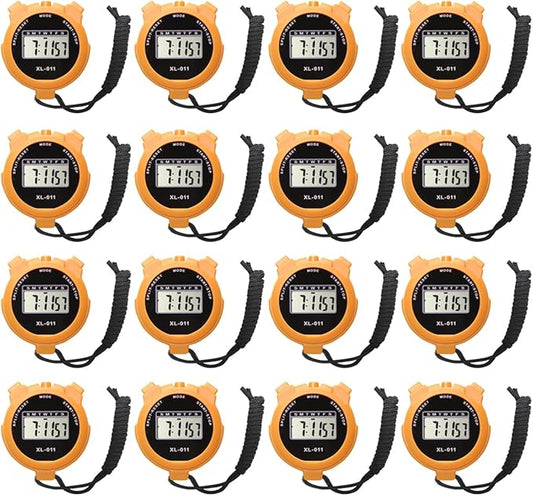 16-Pack Multi-Function Electronic Digital Sport Stopwatch Timer, Large Display with Date Time and Alarm Function, Sports Coaches Fitness Coaches and Referees-FlexoryFit