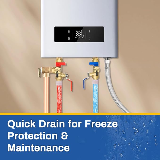 3/4 Inch GUOFIS IPS Tankless Water Heater Valve Kit with Pressure Relief Valve(3/4"FIPx 3/4" PEX-A Expansion F1960),5 Set Water Heater Valve Kit