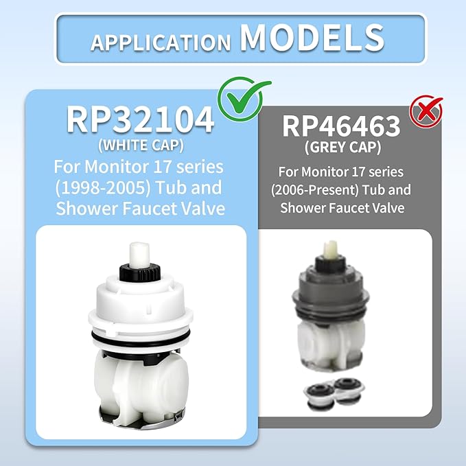 RP32104 Shower Cartridge Compatible with Delta Monitor 1700 series (1998-2005) Dual Function Bath Tub and Shower Faucet Valve Shower Cartridge Assembly