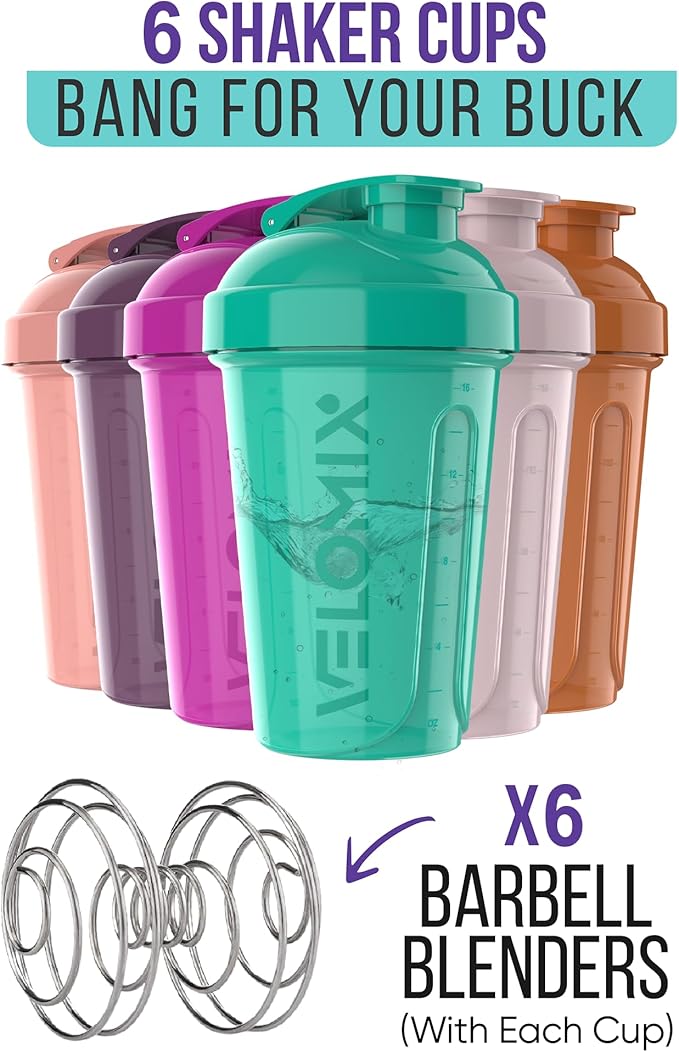 '-6 PACK- 20 OZ Protein Shaker Bottles for Protein Mixes, Shaker Cups for Protein Shakes, Small Shaker Bottle Pack, Shaker Cup, Shakers for protein Shakes (Rose Garden - 6 Pack)-FlexoryFit