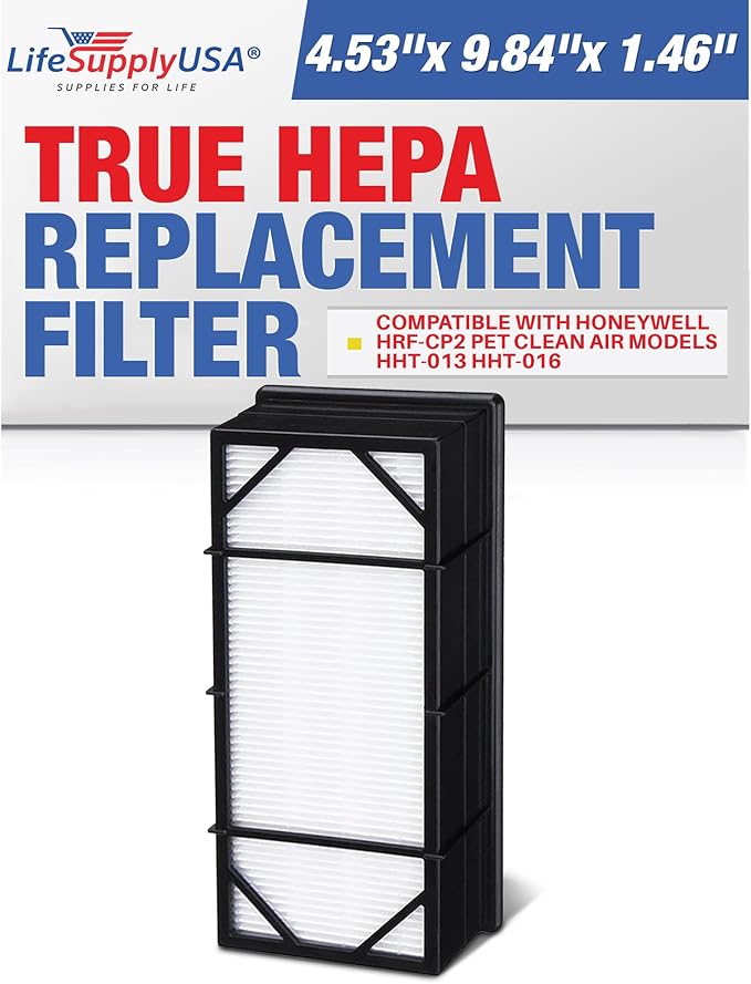 LifeSupplyUSA True HEPA Filter Replacement and 2 Odor Pre-Filters Compatible with Honeywell HRF-CP2 Pet Clean Air Models HHT-013 HHT-016