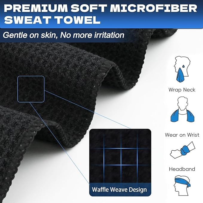 Microfiber Gym Towels for Working Out, Quickly Dry Yoga Hand Towels for Men & Women Tennis, 16 Inch x 27 Inch, 3 Pack, Multicolor-FlexoryFit