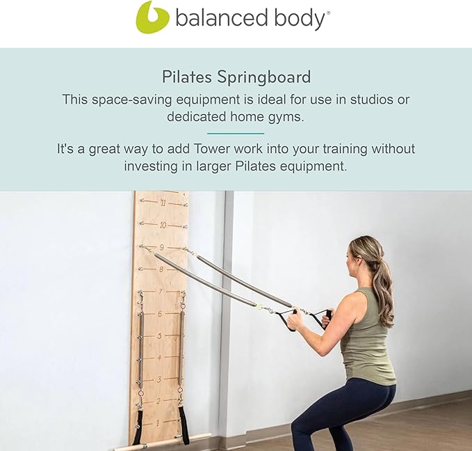 Balanced Body Pilates Springboard with Push-Through Bar, Wall Mounted Pilates Workout Equipment for Home Gym or Studio Use, Pilates Exercise Equipment with Resistance Springs-FlexoryFit