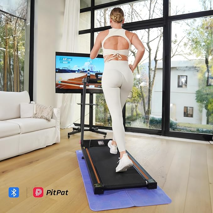 DeerRun Treadmills for Home with Incline and Handles, 3.5 HP Foldable Treadmill 350 LBS Weight Capacity for Small Spaces, Folding Running Machine with Smart APP-FlexoryFit