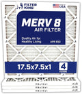 Filter King 17.5x7.5x1 Air Filter | 4-PACK | MERV 8 HVAC Pleated A/C Furnace Filters | MADE IN USA | Actual Size: 17.5 x 7.5 x .75"