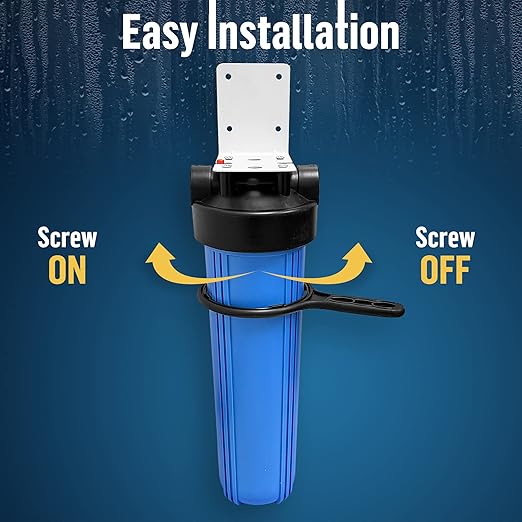 High Capacity 20 x 4.5” Whole House Filter Purifier System for Well or City Water, Presser Relief Button, 1” NPT Brass Port, Double O-Ring, Meets NSF Standards & Regulations (Blue, 2 Sets)