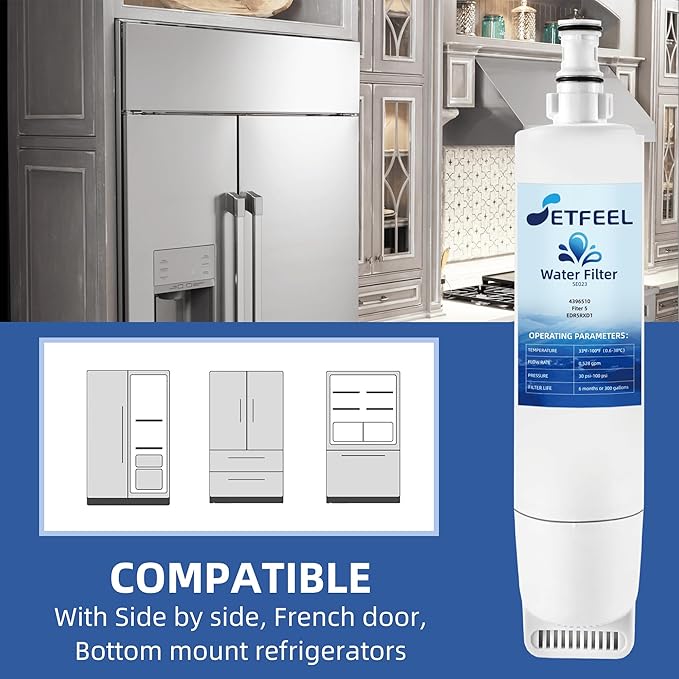 4396508 Water Filter Replacement For Whirl-pool EDR5RXD1, Kenmore Refrigerator Water Filter 9085 Fit 9010 4396510 4392857 4396547 46-9010 NLC240V WF-NLC240V, EveryDrop Filter 5 Replacement 3 Pack