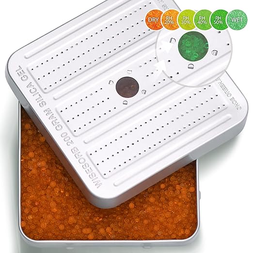 200 Gram 6 Pack Gun Safe Dehumidifier, Reusable Silica Gel Dehumidifier, Indicating Silica Gel Desiccant Canister (Orange to Green)