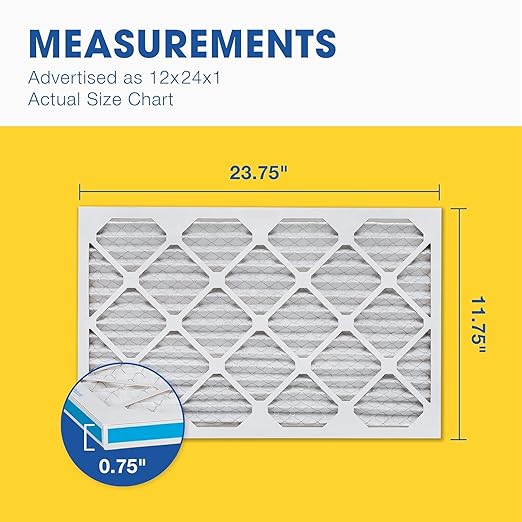 Aerostar 12x24x1 MERV 13 Air Filter, 4 Pack Set of HVAC Furnace Filters, Electrostatic MPR 1500-1900 & FPR 10 (Actual Size: 11 3/4 x 23 3/4 x 3/4 inches)
